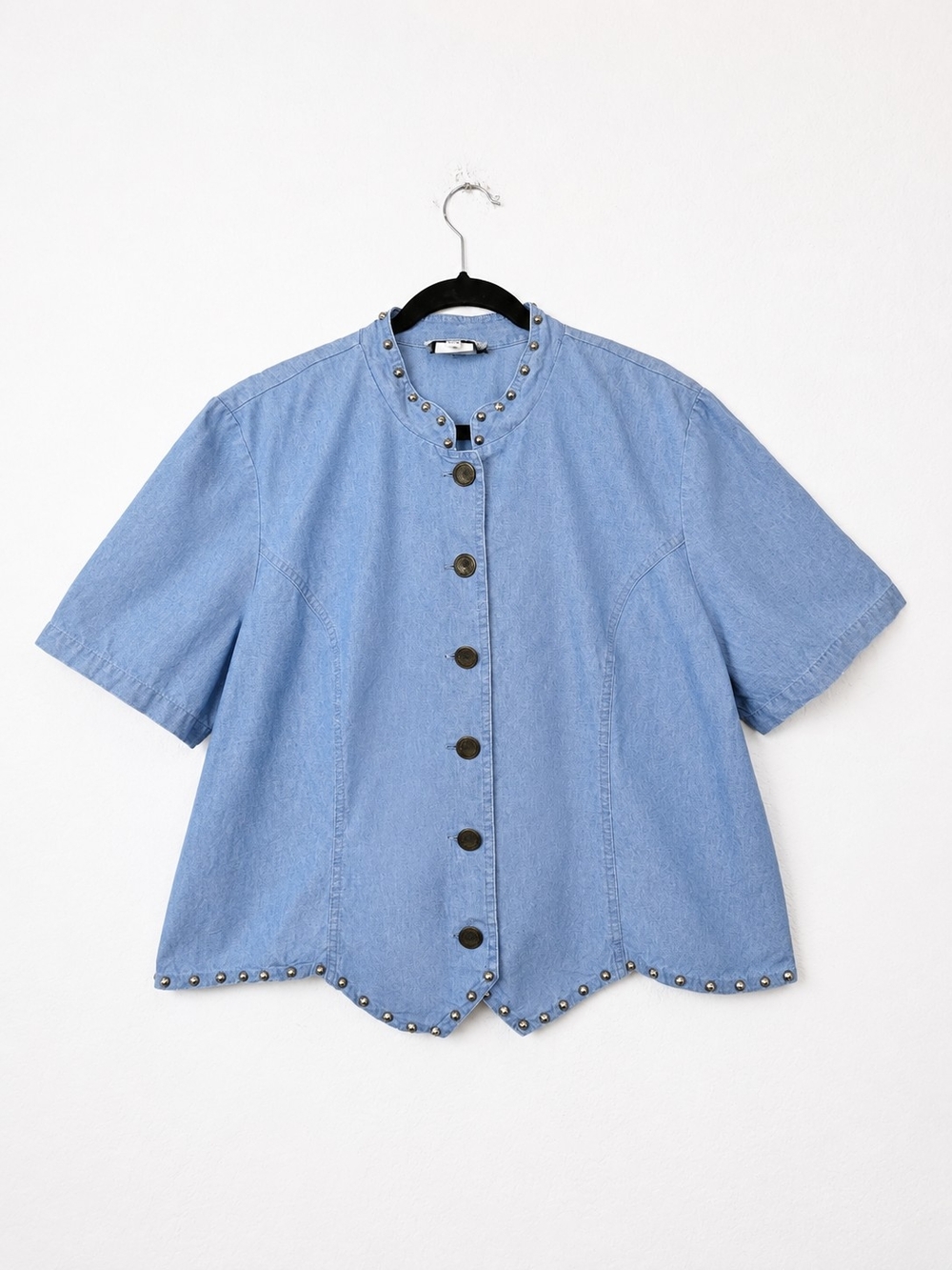 VTG Stonebridge Studded Chambray Denim Shirt Jacket Western Cottagecore 22W USA